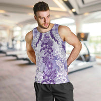 Aloha Hawaii Palaka Men Tank Top Purple Plumeria Lei - Polynesian Pride