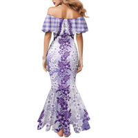 Aloha Hawaii Palaka Mermaid Dress Purple Plumeria Lei - Polynesian Pride