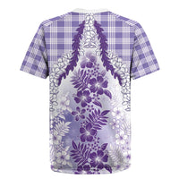 Aloha Hawaii Palaka Rugby Jersey Purple Plumeria Lei - Polynesian Pride