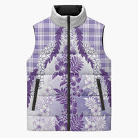 Aloha Hawaii Palaka Sleeveless Puffer Jacket Purple Plumeria Lei - Polynesian Pride