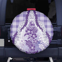 Aloha Hawaii Palaka Spare Tire Cover Purple Plumeria Lei - Polynesian Pride