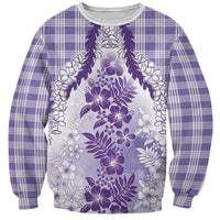 Aloha Hawaii Palaka Sweatshirt Purple Plumeria Lei - Polynesian Pride