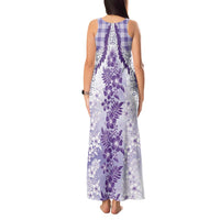 Aloha Hawaii Palaka Tank Maxi Dress Purple Plumeria Lei - Polynesian Pride