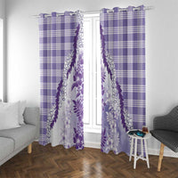 Aloha Hawaii Palaka Window Curtain Purple Plumeria Lei - Polynesian Pride