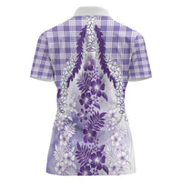 Aloha Hawaii Palaka Women Polo Shirt Purple Plumeria Lei LT05 - Polynesian Pride