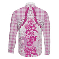 Aloha Hawaii Palaka Family Matching Tank Maxi Dress and Hawaiian Shirt Pink Plumeria Lei LT05 - Polynesian Pride