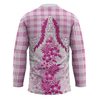 Aloha Hawaii Palaka Hockey Jersey Pink Plumeria Lei - Polynesian Pride
