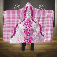 Aloha Hawaii Palaka Hooded Blanket Pink Plumeria Lei - Polynesian Pride