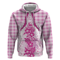Aloha Hawaii Palaka Hoodie Pink Plumeria Lei - Polynesian Pride