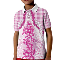 Aloha Hawaii Palaka Kid Polo Shirt Pink Plumeria Lei - Polynesian Pride
