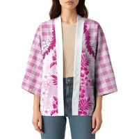 Aloha Hawaii Palaka Kimono Pink Plumeria Lei - Polynesian Pride