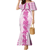 Aloha Hawaii Palaka Mermaid Dress Pink Plumeria Lei - Polynesian Pride
