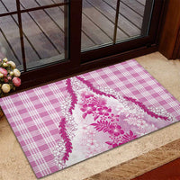 Aloha Hawaii Palaka Rubber Doormat Pink Plumeria Lei - Polynesian Pride