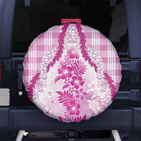 Aloha Hawaii Palaka Spare Tire Cover Pink Plumeria Lei - Polynesian Pride