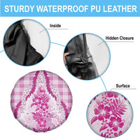 Aloha Hawaii Palaka Spare Tire Cover Pink Plumeria Lei - Polynesian Pride