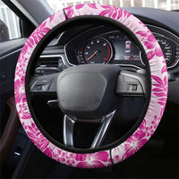 Aloha Hawaii Palaka Steering Wheel Cover Pink Plumeria Lei - Polynesian Pride