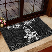 New Zealand Maori Taiaha Rubber Doormat Tiki Warrior Black LT05 - Polynesian Pride