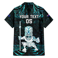 Custom New Zealand Maori Taiaha Family Matching Off Shoulder Short Dress and Hawaiian Shirt Tiki Warrior Paua Shell LT05 - Polynesian Pride