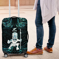 New Zealand Maori Taiaha Luggage Cover Tiki Warrior Paua Shell LT05 Black - Polynesian Pride
