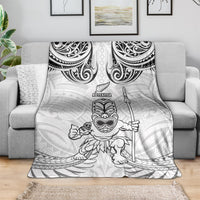 New Zealand Maori Taiaha Blanket Tiki Warrior White LT05 - Polynesian Pride