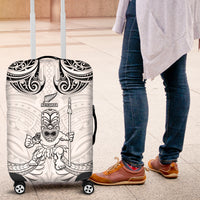 New Zealand Maori Taiaha Luggage Cover Tiki Warrior White LT05 White - Polynesian Pride