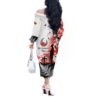 Kei Wareware Tatou New Zealand ANZAC Day Off The Shoulder Long Sleeve Dress Lest We Forget LT05 - Polynesian Pride