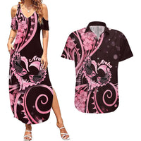New Zealand Valentine Couples Matching Summer Maxi Dress and Hawaiian Shirt Aroha Sweet Pink Piwakawaka LT05 Pink - Polynesian Pride