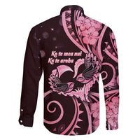 New Zealand Valentine Family Matching Long Sleeve Bodycon Dress and Hawaiian Shirt Aroha Sweet Pink Piwakawaka LT05 - Polynesian Pride