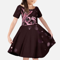 New Zealand Valentine Family Matching Off Shoulder Maxi Dress and Hawaiian Shirt Aroha Sweet Pink Piwakawaka LT05 Daughter's Dress Pink - Polynesian Pride