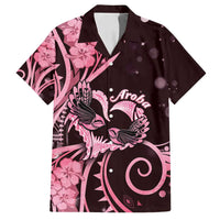 New Zealand Valentine Family Matching Off Shoulder Maxi Dress and Hawaiian Shirt Aroha Sweet Pink Piwakawaka LT05 Dad's Shirt - Short Sleeve Pink - Polynesian Pride