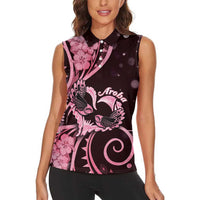 New Zealand Valentine Women Sleeveless Polo Shirt Aroha Sweet Pink Piwakawaka LT05 - Polynesian Pride