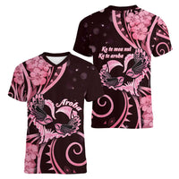 New Zealand Valentine Women V-Neck T-Shirt Aroha Sweet Pink Piwakawaka LT05 - Polynesian Pride