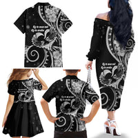 New Zealand Valentine Family Matching Off The Shoulder Long Sleeve Dress and Hawaiian Shirt Aroha Gray Piwakawaka