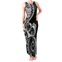 New Zealand Valentine Family Matching Tank Maxi Dress and Hawaiian Shirt Aroha Gray Piwakawaka LT05 Mom's Dress Gray - Polynesian Pride