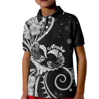 New Zealand Valentine Kid Polo Shirt Aroha Gray Piwakawaka LT05 Kid Gray - Polynesian Pride
