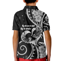 New Zealand Valentine Kid Polo Shirt Aroha Gray Piwakawaka LT05 - Polynesian Pride