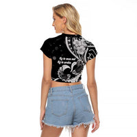 New Zealand Valentine Raglan Cropped T Shirt Aroha Gray Piwakawaka LT05 - Polynesian Pride