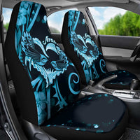 New Zealand Valentine Car Seat Cover Aroha Cyan Piwakawaka LT05 - Polynesian Pride