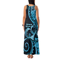 New Zealand Valentine Family Matching Tank Maxi Dress and Hawaiian Shirt Aroha Cyan Piwakawaka LT05 - Polynesian Pride