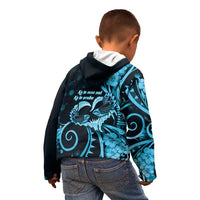 New Zealand Valentine Kid Hoodie Aroha Cyan Piwakawaka