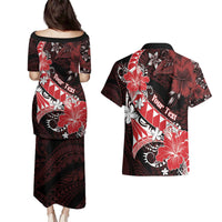 Personalised Hawaii Valentine Day Couples Matching Puletasi and Hawaiian Shirt Polynesian Hibiscus Art Style Red LT05 - Polynesian Pride