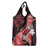 Hawaii Valentine Day Grocery Bag Polynesian Hibiscus Art Style Red
