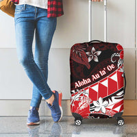 Hawaii Valentine Day Luggage Cover Polynesian Hibiscus Art Style Red
