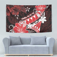 Hawaii Valentine Day Tapestry Polynesian Hibiscus Art Style Red