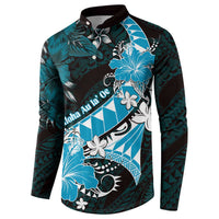 Personalised Hawaii Valentine Day Button Sweatshirt Polynesian Hibiscus Art Style Turquoise LT05 - Polynesian Pride