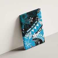 Hawaii Valentine Day Canvas Wall Art Polynesian Hibiscus Art Style Turquoise