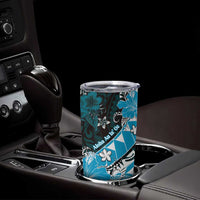 Personalised Hawaii Valentine Day Tumbler Cup Polynesian Hibiscus Art Style Turquoise