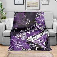 Hawaii Valentine Day Blanket Polynesian Hibiscus Art Style Purple