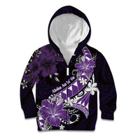 Personalised Hawaii Valentine Day Kid Hoodie Polynesian Hibiscus Art Style Purple
