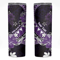 Personalised Hawaii Valentine Day Skinny Tumbler Polynesian Hibiscus Art Style Purple